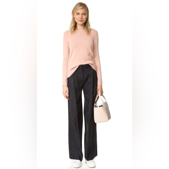 THEORY Pale Pink Rose Salomina Cashmere Sweater Bow Tie Back - Picture 6 of 13